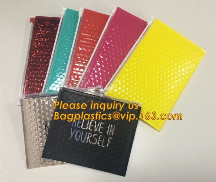 Cosmetic Pink Slider Padded Bag/Silver k Bag With Bubble,Padded Envelopes Cheap Aluminium Foil k Holographic