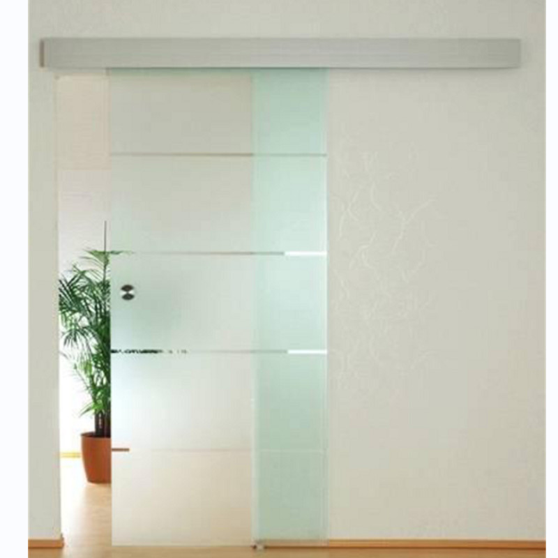 Hotel Sliding Barn Door Tempered Glass Stripe Frost Clear Insulated