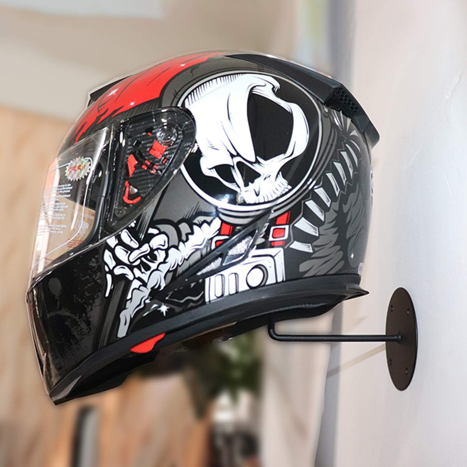 Helmet Rack Bracket Sturdy Metal Wall Mounted Hanger for Jacket Work Process Stamping