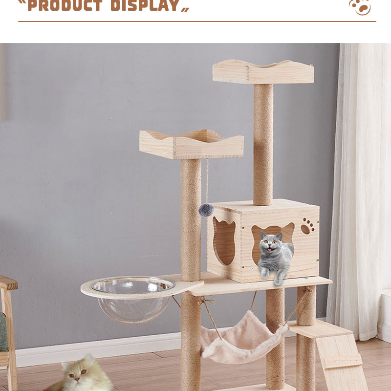 Advantageous Multifunctional Wooden Cat Climbing Tree with Customizable Design and Scratching Post Tower Platform