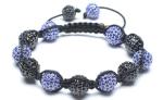 Adjustable Shamballa Bracelet, Blue & Black Rhinestone Ball