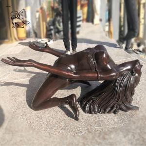 Quality Nude Woman Bronze Sculpture Coffee Table Yoga Girl Statue Life Size Modern Art Home Decor wholesale