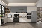 Customized Melamine Lacquer Furniture With Quartz Countertop Kitchen Cabinet