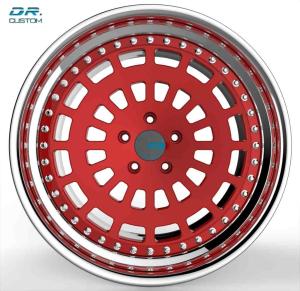 Quality Brushed Red Forged Step Lip Wheels ET15 5x114.3 18 Inch wholesale