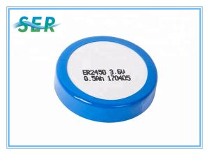 Quality GPS Tracker ER2450 Li SOCL2 Battery , 500mAh 3.6V Lithium Button Cell Deep Circle wholesale