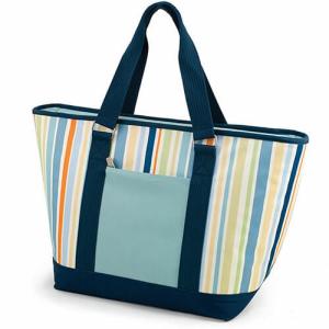 Quality Multifunctional Canvas Cooler Tote Bag Light Blue Convenient Outside Pocket wholesale