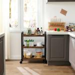Serving Cart On Wheels, Narrow Kitchen Trolley, Industrial Design Rolling Cart,