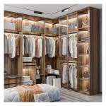Home Furniture Modern Black Aluminium Framed Glass Panels Solid Wood Wardrobe