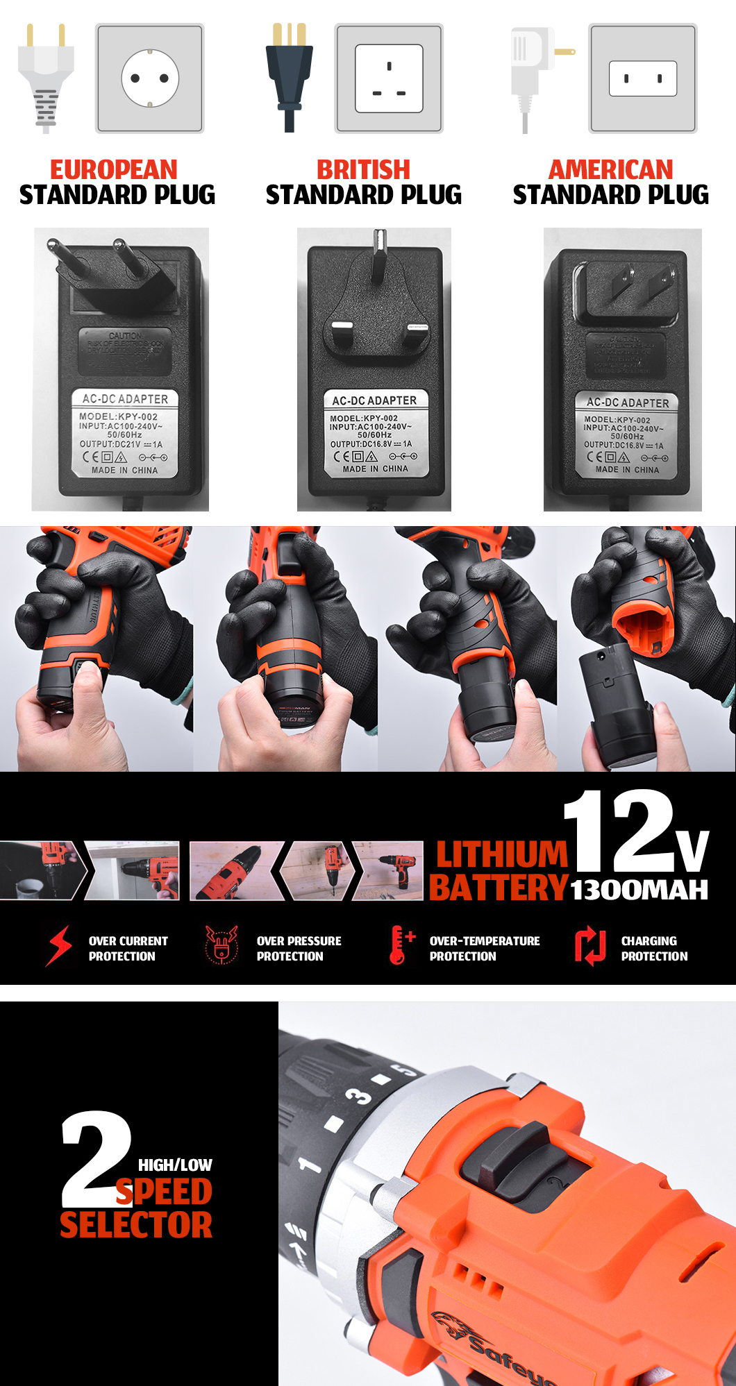 25N.M Drill Set Cordless Handheld Power Drills 12v Cordless Electric Screwdriver Set