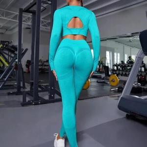 Quality Workout Outfit Sports Wear Push up Yoga Suits Women Long Sleeves Scrunch Leggings Yoga Set Gym Fitness Set Run Clothes Tracksuit wholesale