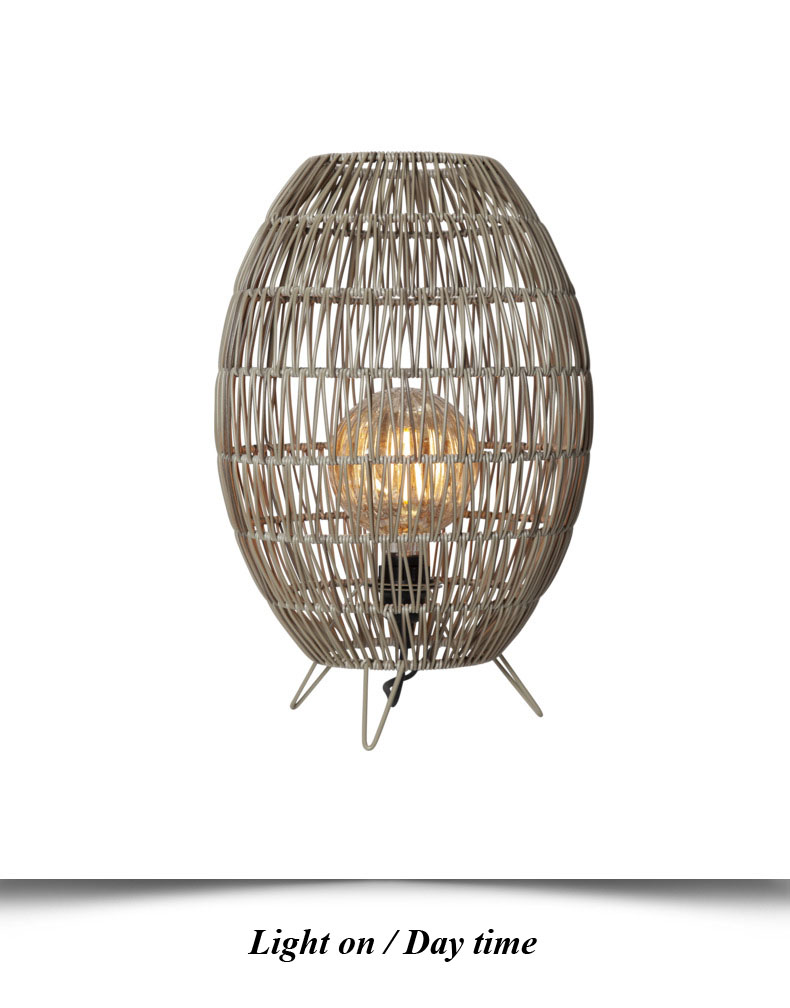 Ip44 LED Rattan Standing Lamp Shade For Garden Swimming Pool