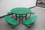 Commercial Garden Round Picnic Table Set Perforated Steel Material With Four