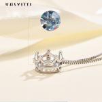 6.3in 3 Gram Sterling Silver Jewelry Necklaces 5A Cubic Zircon Crown Pendant