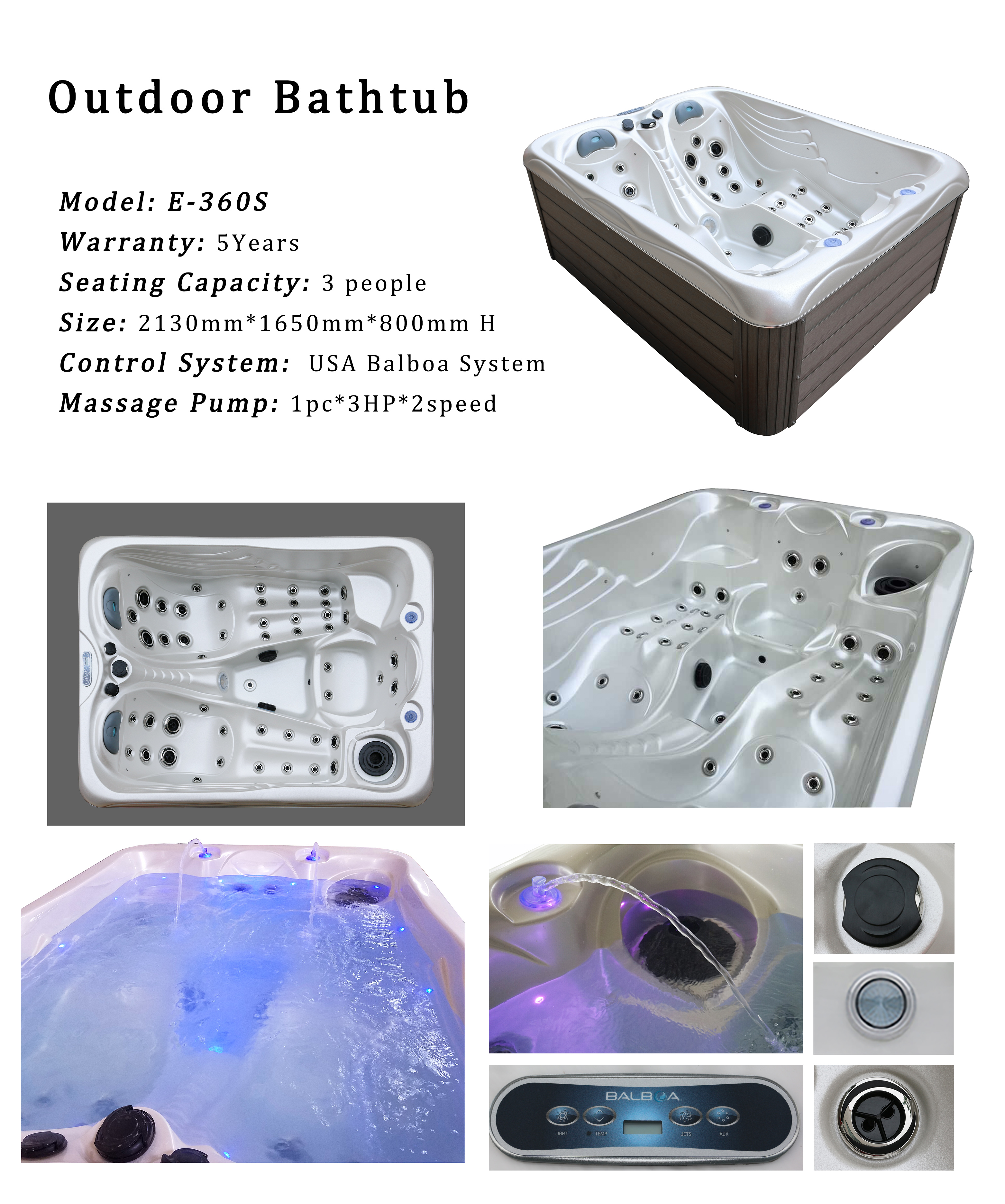 SAA RoHS 1000L Whirlpool Hot Tub Lodges For Jacuzzi