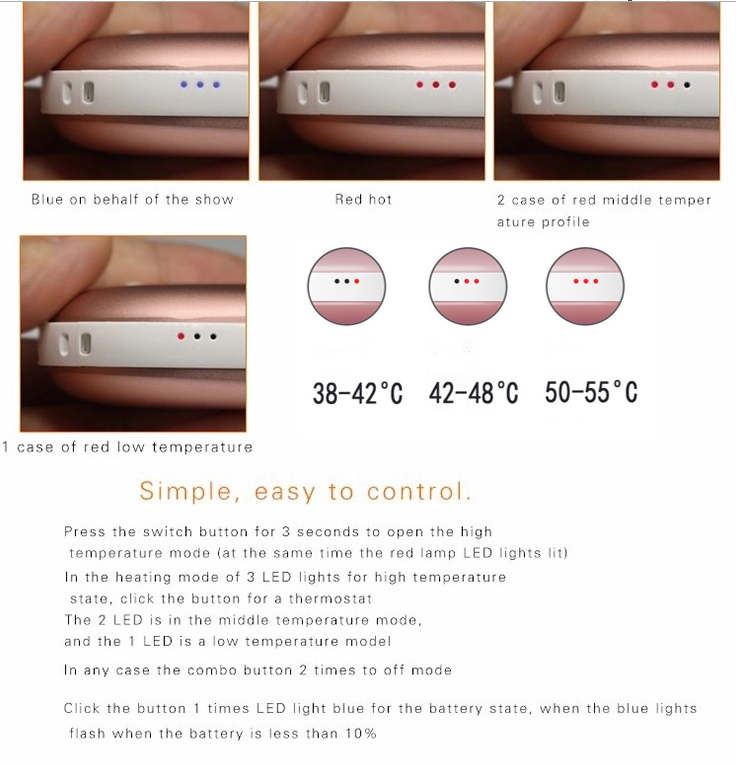 Rechargeable Hands Warm Power Bank 5200mAh Pocket Hands Warmer Power Banks