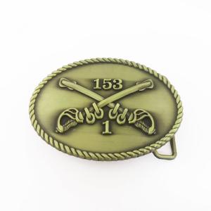 Quality 3D Antique Bronze Metal Belt Buckle Look Crossed Sabers With Laser Engraving Back wholesale