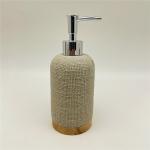 Sand color polyresin bathroom accessories set wooden base bathroom countertop