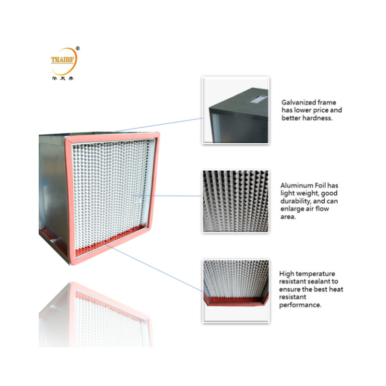 Industry High Temperature HEPA Filter Deep Pleated Heat Resistant for Oven Equipment
