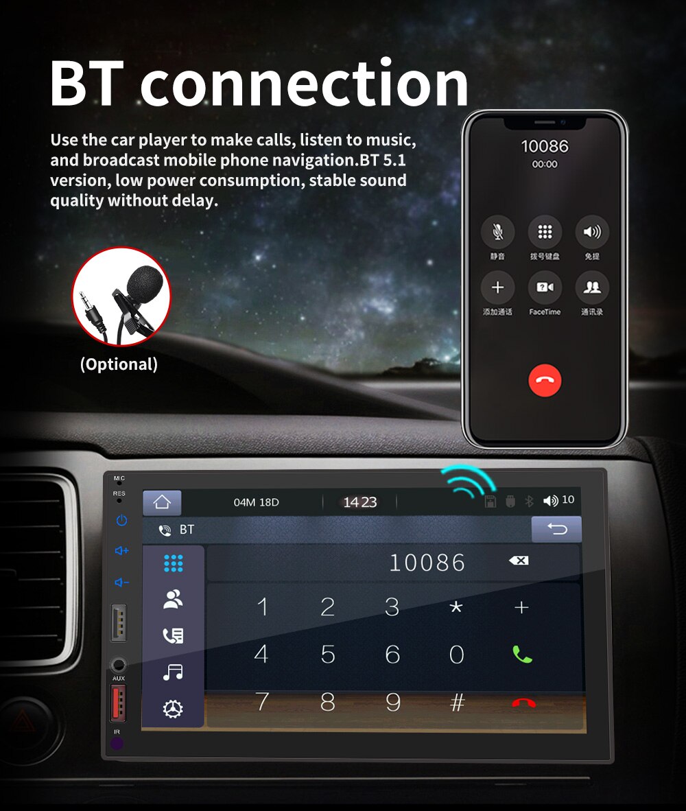 178*102mm Size HD Touch Screen Car MP5 Player with Carplay Bluetooth and Reverse Camera