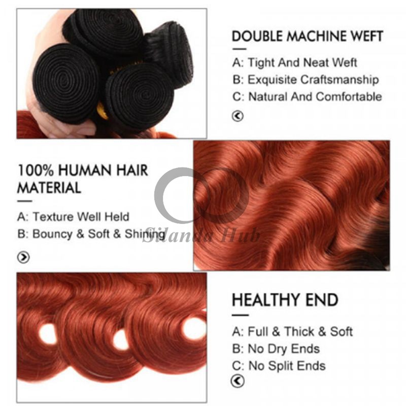 #T1B/Ginger Body Wave Remy Human Hair Bundles Sew In Weave Bundles Brazilian Bundle Deals