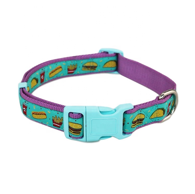 Cute Pattern Adjustable Dog Collar Half Metal Dog Harness And Leash