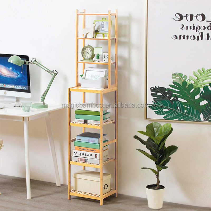 Classic Design Style 7-Tier Bamboo Shelf Multifunctional Storage Rack for Bathroom