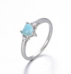 Natural Cabochon Larimar Silver Jewelry Gemstone Ring 925 Solid Sterling Silver