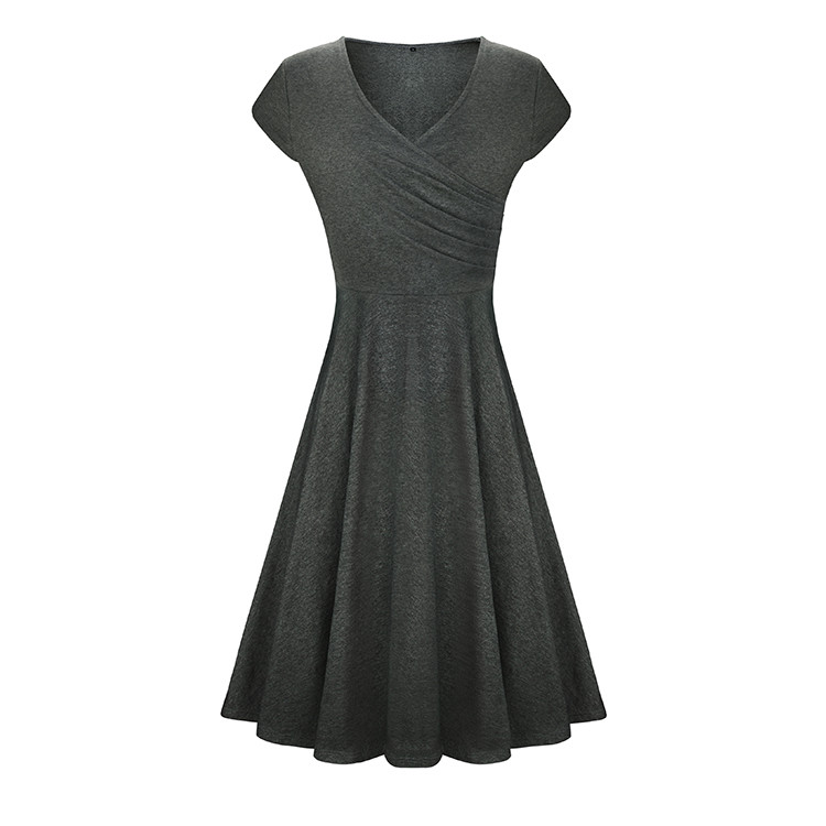 Newest Design WomenNew Arrival Pure Color Sleeveless V Neck Dress with Plus Size