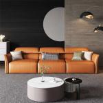 Solid Wood Plywood Brown Leather Sectional Couch OEM ODM