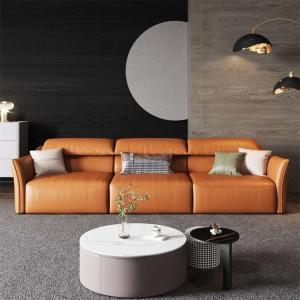 Quality Solid Wood Plywood Brown Leather Sectional Couch OEM ODM wholesale
