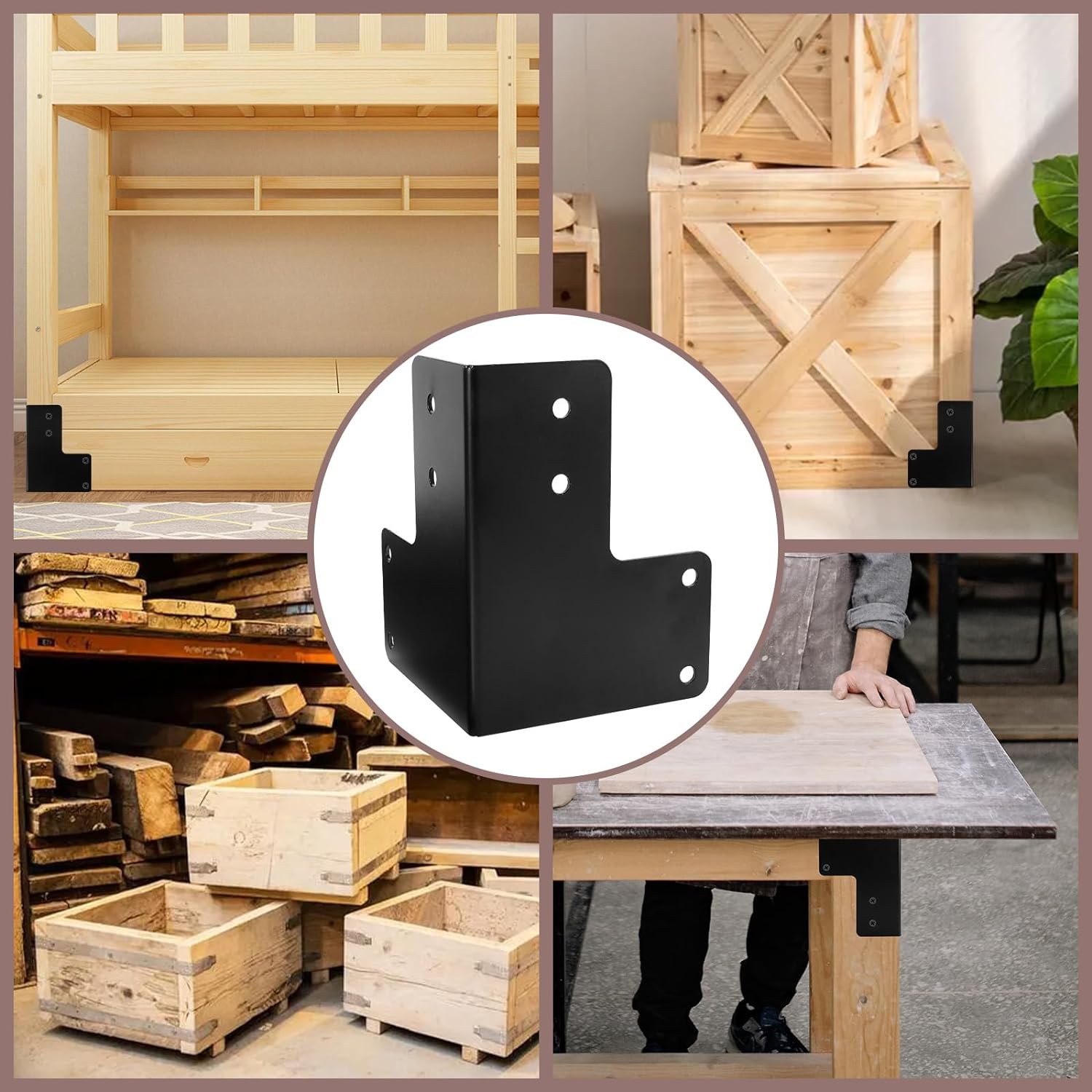 Triangle Bracket Heavy Duty 3 Side Way 90 Degree Support Workbench Corner Edges Black