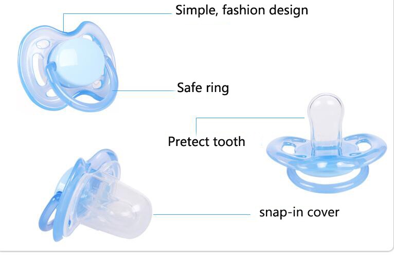Transparency Silicone Baby Pacifier Food Grade With Big Plush Size Nipple Teat