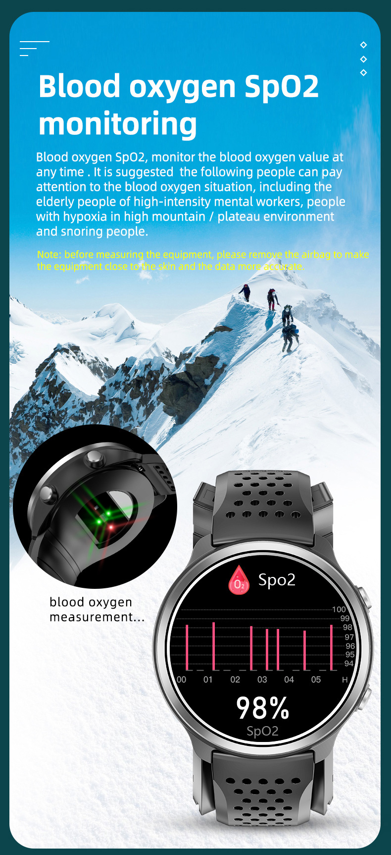 Air Pump Accurate ECG Blood Pressure Health Monitor Smart Watch P30 1.3 Inch For Healthcare