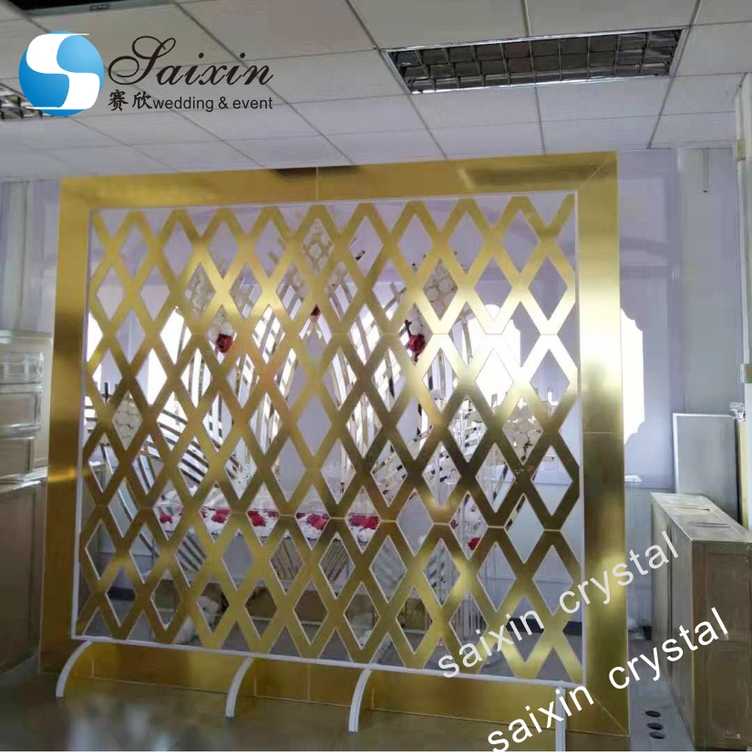 Wedding event decoration gold mirror acrylic arch for backdrop