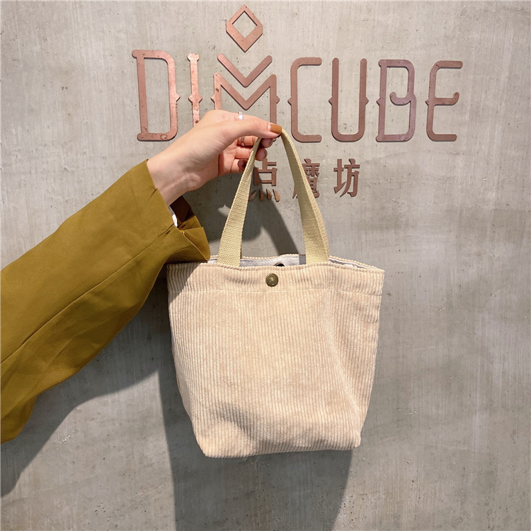 ARTSY CORDUROY BAG CASUAL PORTABLE MINI LADIES CLUTCH BAG VINTAGE CLOTH BAG BENTO BAG