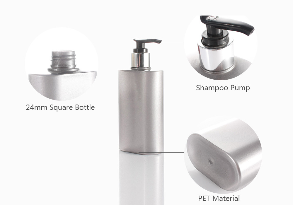 Square Gray Toiletries Plastic 200ml Shampoo Pump Bottles