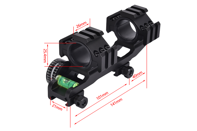 22mm Width Dual Ring Scope Mount with Bubble Level and Angle Indicator Center Height 21mm