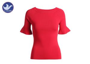 Quality Trumpet Half Sleeves Womens Knit Pullover Sweater Slim Fitting Summer Clothing wholesale