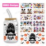 Customizable Halloween UV DTF Transfers For Glass Tumblers With Over 1000
