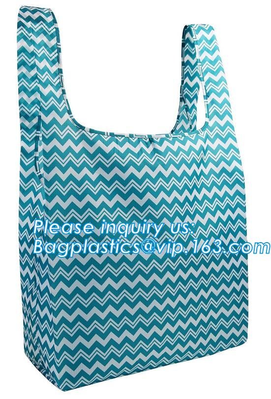 Recycled Foldable Nylon Polyester Tote Bag with logos polyester shopping bag Custom advertising handle non woven bag PAC