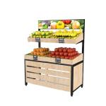 Steel Wood Fruit And Vegetables Shelves Heavy Duty Display Rack