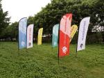 Custom Feather Banner Flags 110D Polyester 560cm Advertising Beach Flag