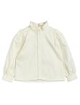 Little Girls Cotton Woven Ruffle Neck Blouse Long Sleeve Button Up For Summer