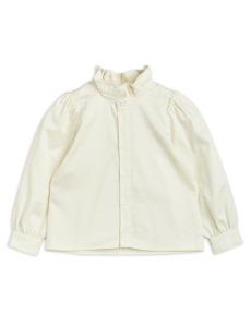 Quality Little Girls Cotton Woven Ruffle Neck Blouse Long Sleeve Button Up For Summer Autumn wholesale