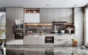 China Affordable Kitchen Cabinets Modern Melamine Custom Plywood Island Cabinets Set on sale