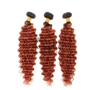 Quality #T1B/Ginger Deep Wave Remy Human Hair Bundles Sew In Weave Bundles Brazilian Bundle Deals wholesale