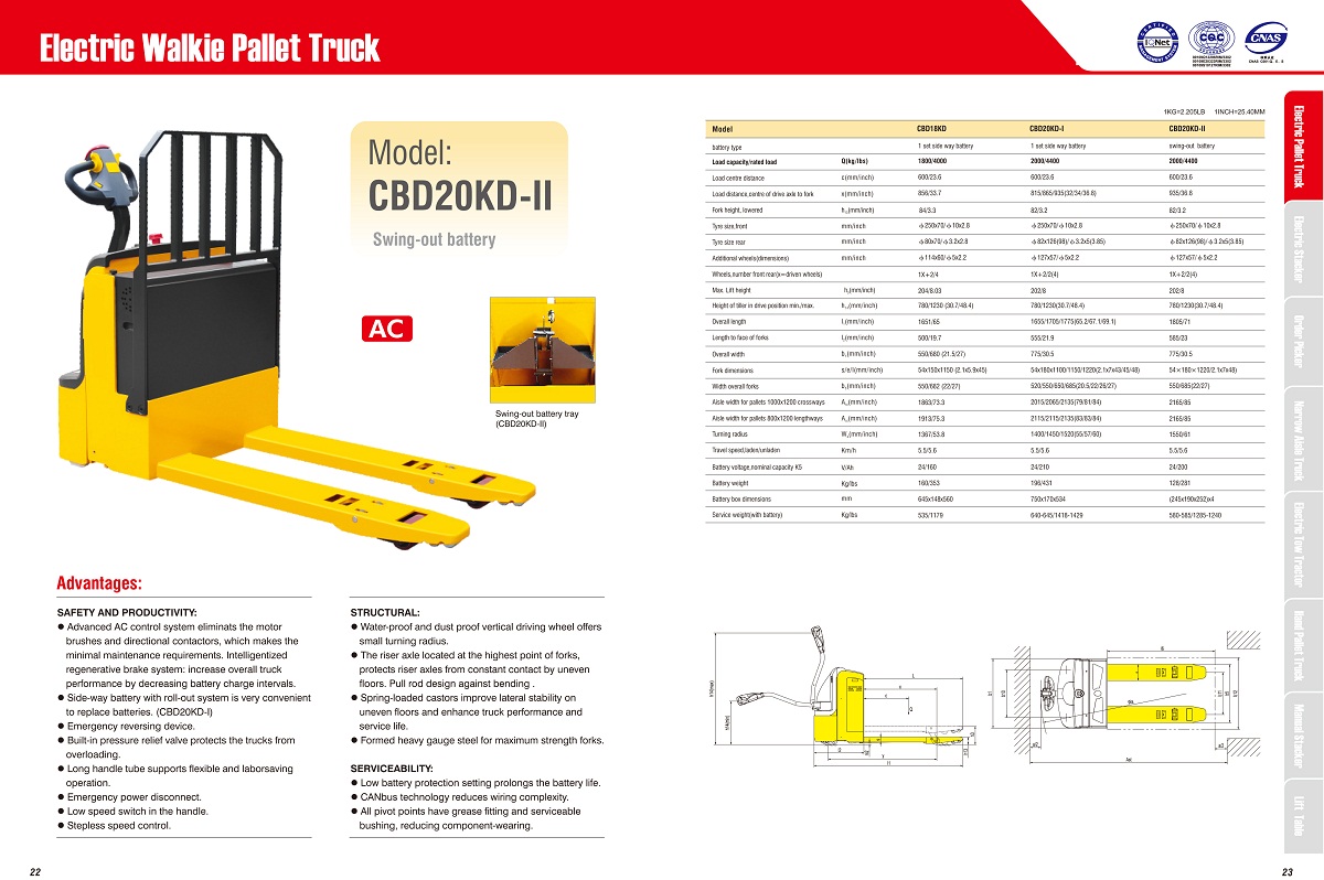 1.8 Ton 2 Ton Electric Walkie Rider Pallet Truck Trolley with Optional Backrest Steering EPS