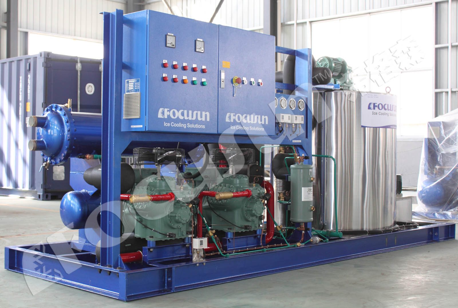 FOCUSON 10t Flake Ice Machine Top-Selling Product with 42kw and Refrigerant R404a/R22a