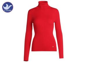 Quality Classic Long Sleeves Turtle Neck Knitted Jumper Elbow Slit Ribbed Knitwear Anti - Shrink wholesale