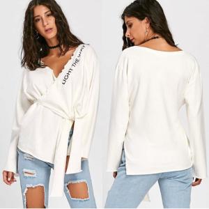 Quality Spring Letter Pattern Long Sleeve Knitted Tip Top Women wholesale